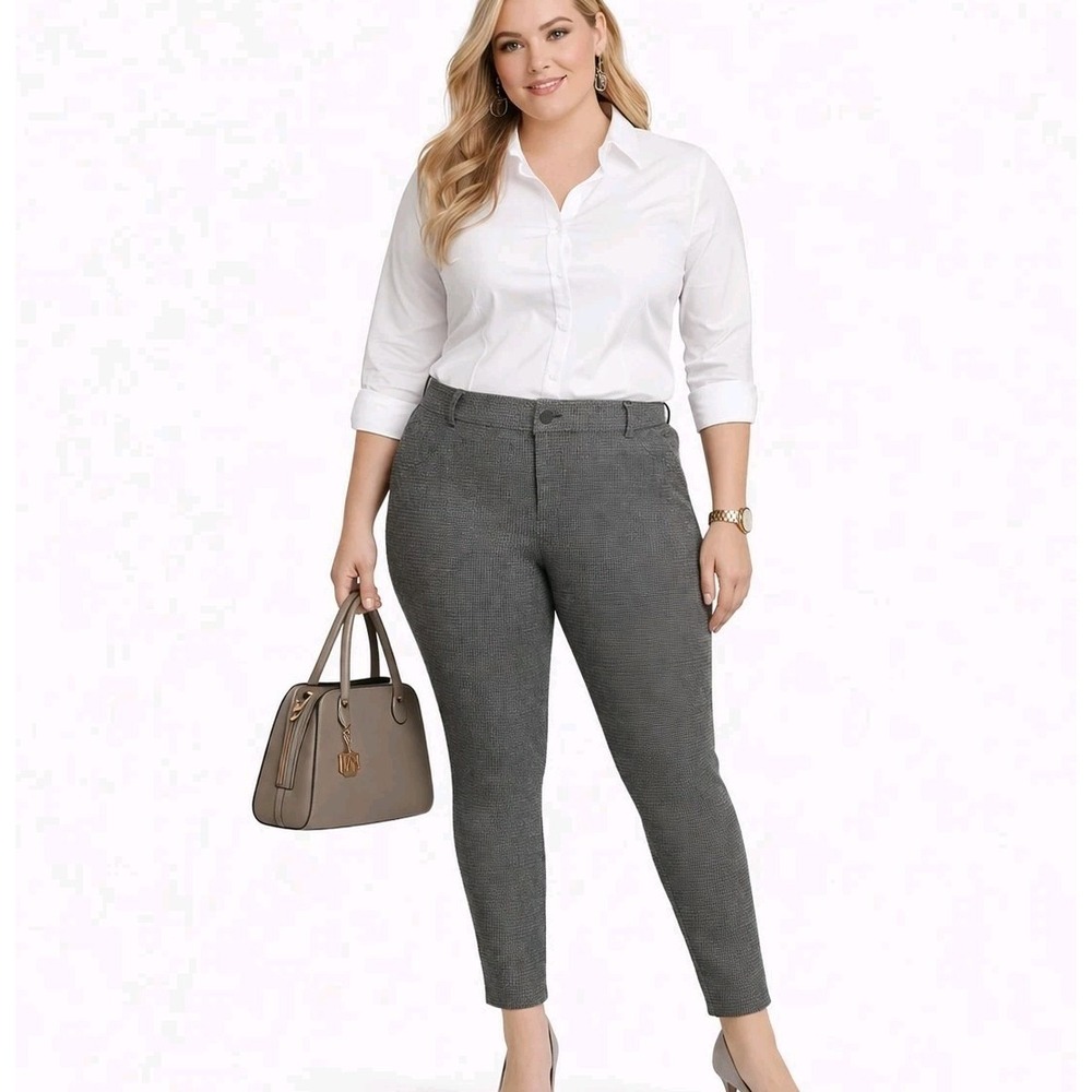 SIMPLY VERA Vera Wang Size XL Houndstooth Skinny Mid Rise Gray Stretch Pants